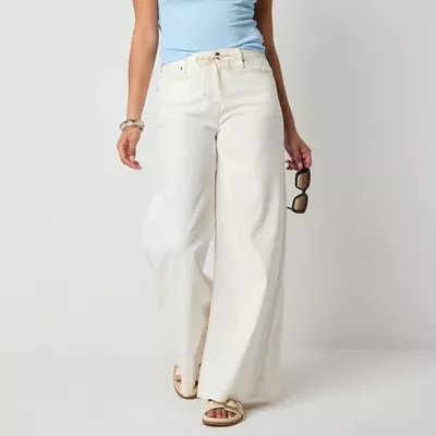 a.n.a Soft Drape Womens Low Rise Wide Leg Jean
