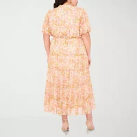 Sam And Jess Womens Short Sleeve Floral Maxi Dress Plus