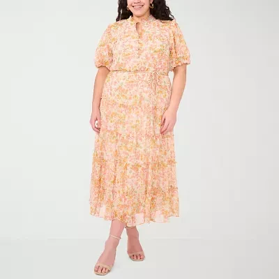 Sam And Jess Womens Short Sleeve Floral Maxi Dress Plus