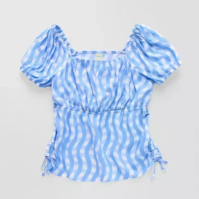 Thereabouts Little & Big Girls Square Neck Short Sleeve Blouse