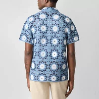 Arizona Mens Crochet Style Button-Front Sweater