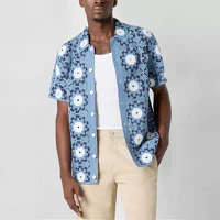 Arizona Mens Crochet Style Button-Front Sweater
