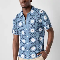 Arizona Mens Crochet Style Button-Front Sweater