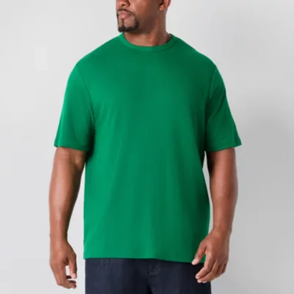 Shaquille O'Neal XLG Big and Tall Ribbed Mens Crew Neck Short Sleeve T-Shirt