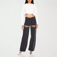 Forever 21 Juniors Womens Crew Neck Long Sleeve Pullover Sweater