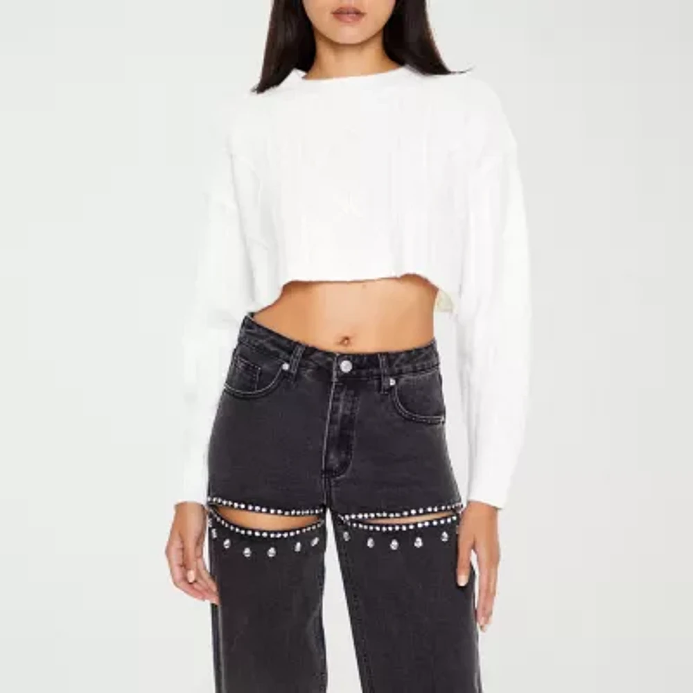 Forever 21 Juniors Womens Crew Neck Long Sleeve Pullover Sweater