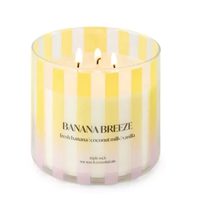 Distant Lands 14oz 3 Wick Banana Breeze Scented Jar Candle
