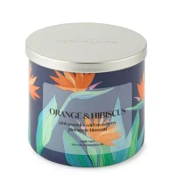 Distant Lands 14oz 3 Wick Orange Hibiscus Scented Jar Candle