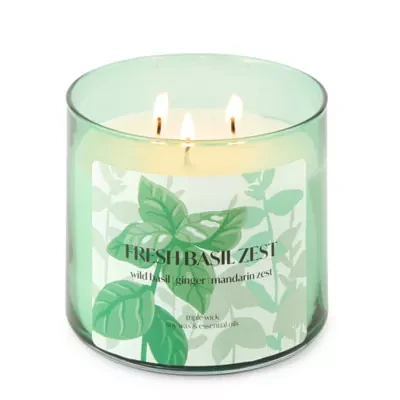 Distant Lands 14oz 3 Wick Fresh Basil Zest Scented Jar Candle