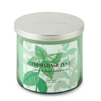 Distant Lands 14oz 3 Wick Fresh Basil Zest Scented Jar Candle