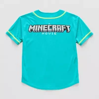 Little & Big Boys V Neck Short Sleeve Minecraft Jersey
