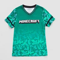 Little & Big Boys V Neck Short Sleeve Minecraft Jersey