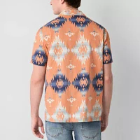 Frye and Co. Mens Regular Fit Short Sleeve Jacquard Button-Down Shirt