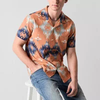 Frye and Co. Mens Regular Fit Short Sleeve Jacquard Button-Down Shirt