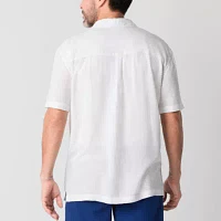 St. John's Bay Dexterity Mens Short Sleeve Easy-on + Easy-off Adaptive Camp Shirt