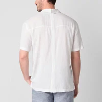 St. John's Bay Mens Short Sleeve Seated Wear Adaptive Camp Shirt