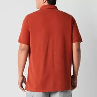 mutual weave Big and Tall Mens Regular Fit Easy-on + Easy-off Short Sleeve Pocket Polo Shirt