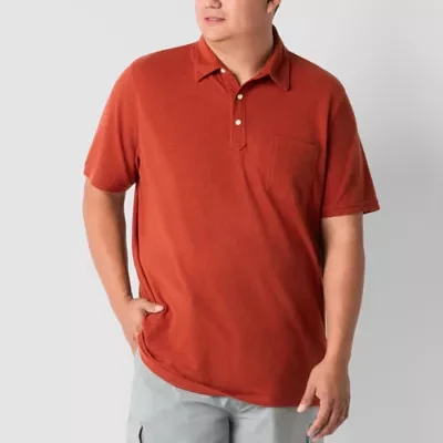 mutual weave Big and Tall Mens Regular Fit Easy-on + Easy-off Short Sleeve Pocket Polo Shirt