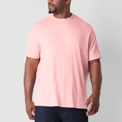 Shaquille O'Neal XLG Ribbed Dropneedle Big and Tall Mens Crew Neck Short Sleeve T-Shirt