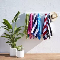 Outdoor Oasis Cabana Stripe Aqua & Chartreuse Beach Towel