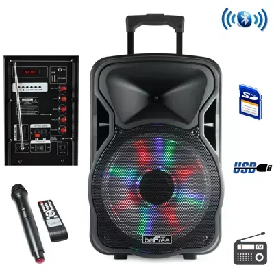 beFree Sound 12 Inch Bluetooth Rechargeable Party Speaker With Illuminatiing Lights