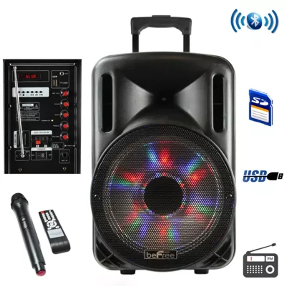 beFree Sound 12 Inch Bluetooth Rechargeable Party Speaker With Illuminatiing Lights