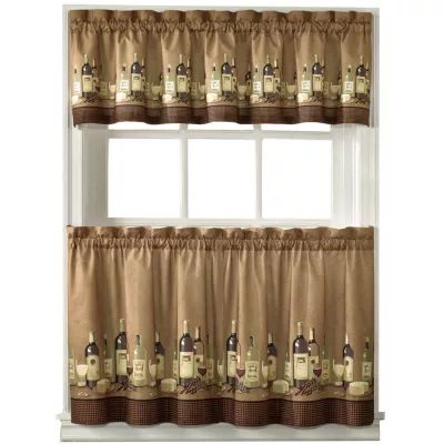 CHF Wines 3-pc. Rod Pocket Kitchen Curtain Window Set