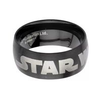 Star Wars® Logo Mens Stainless Steel and Black IP Dome Ring