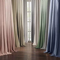 Fieldcrest Devin Solid Cotton Chambray Grommet Top Energy Saving 100% Blackout Single Curtain Panels