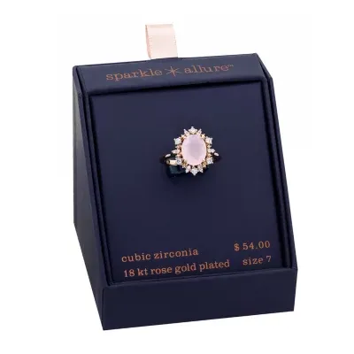 Sparkle Allure Cubic Zirconia 18K Rose Gold Over Brass Halo Cocktail Ring