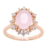 Sparkle Allure Cubic Zirconia 18K Rose Gold Over Brass Halo Cocktail Ring