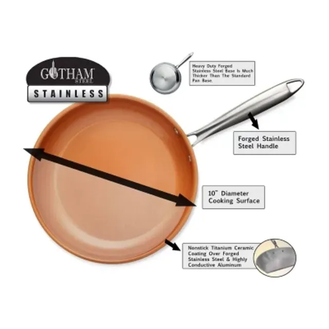 Gotham Steel Titanium and Ceramic Copper Nonstick Fry Pan, Orange, 10.25