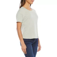 a.n.a Womens Round Neck Short Sleeve Crop T-Shirt