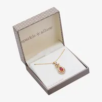 Sparkle Allure Gold Plate Over Bronze Ruby Bronze 18 Inch Pear Pendant Necklace