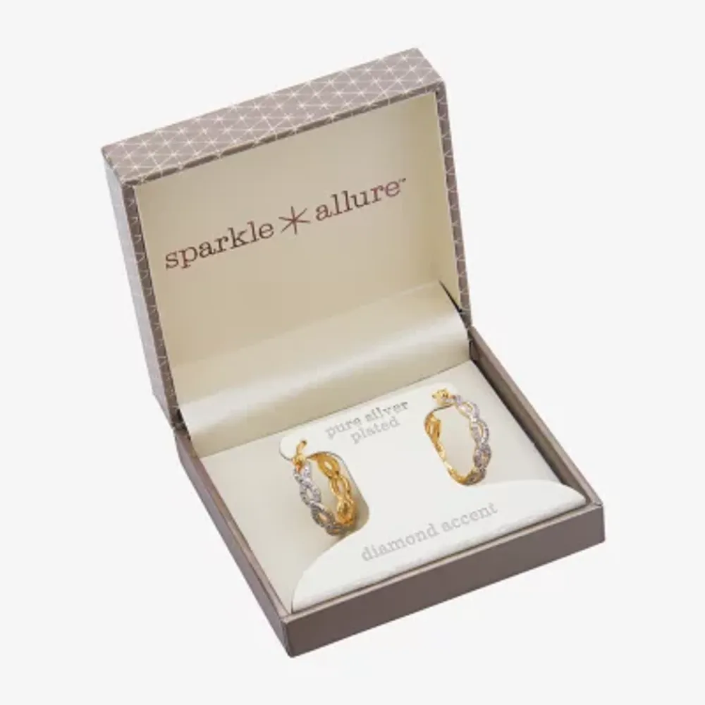 Sparkle Allure Diamond Accent 18K Gold Over Brass Hoop Earrings