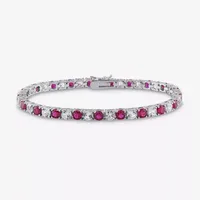 Lab Created Red Ruby Sterling Silver Inch Tennis Bracelet