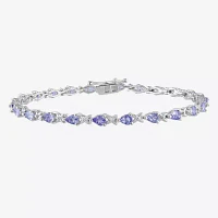 Sterling Silver Tanzanite Tennis Bracelet