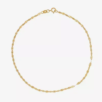 Made in Italy 14K Gold 10 Inch Solid Link Ankle Bracelet