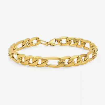 Steeltime 18K Gold Over Stainless Steel 8 1/2 Inch Figaro Chain Bracelet