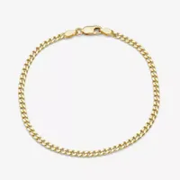 14K Gold Over Silver 7.5 Inch Solid Curb Chain Bracelet