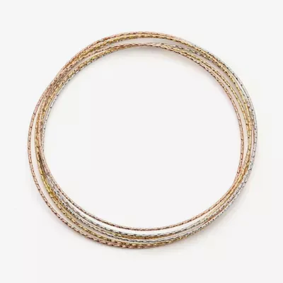 Made in Italy 14K Tri-Color Gold Over Silver Bangle Bracelet