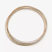 Made in Italy 14K Tri-Color Gold Over Silver Bangle Bracelet