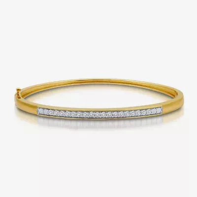 1/10 CT. T.W. Natural White Diamond 14K Gold Over Silver Bangle Bracelet