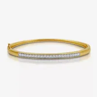 1/10 CT. T.W. Natural White Diamond 14K Gold Over Silver Bangle Bracelet