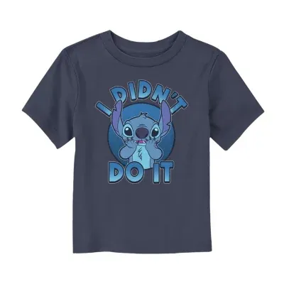 Disney Collection Toddler Boys Crew Neck Short Sleeve Stitch Graphic T-Shirt