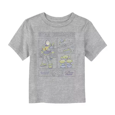 Disney Collection Toddler Boys Buzz Lightyear Crew Neck Short Sleeve Toy Story Graphic T-Shirt