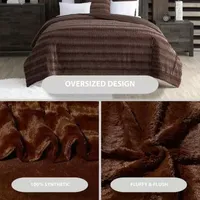 Cathay Home Lofty Luxe Reversible Embossed Faux Fur and Micro-Mink Throw Blanket