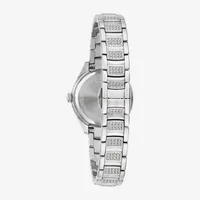 Bulova Crystal Womens Crystal Accent Silver Tone Stainless Steel Bracelet Watch 96l311