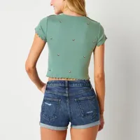 Arizona Womens Juniors Crew Neck Short Sleeve Adaptive Easy-on + Easy-off T-Shirt