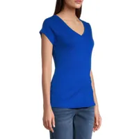 Liz Claiborne Womens Plus V Neck Short Sleeve T-Shirt